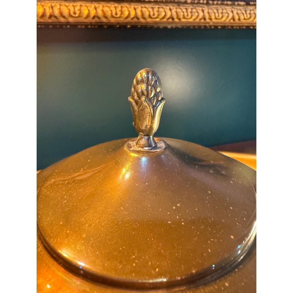 Vintage Brass Tabak Tobacco Jar with Lid European Brass Canister 6 Inch - Picture 6 of 11